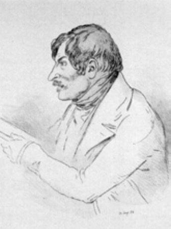 Н. В. Гоголь. Офорт В. В. Боброва по рис. Э. А. Дмитриева-Мамонова. 1839